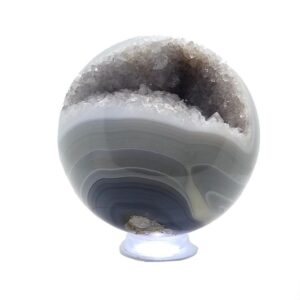 Sfera Geodata di Agata Grigia Chiara di 10 cm di diametro