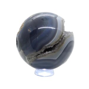Sfera Geodata di Agata Grigia di 10 cm di diametro