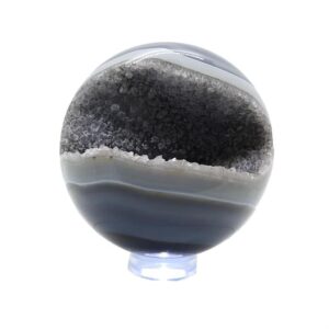 Sfera Geodata di Agata Grigia di 9 cm di diametro