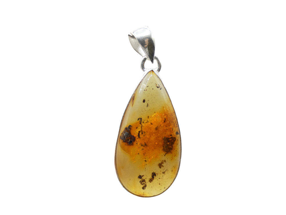 Orecchini Pendenti In Argento 925 E Ambra Baltica – Forma A Goccia Allungata, Stile Twist