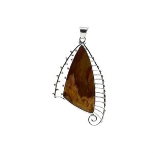 Pendente in Legno Pietrificato arancione   PWP01