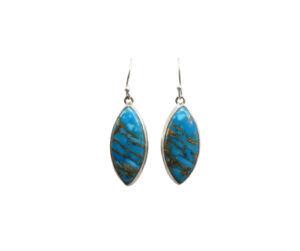 Orecchini in Turchese Ramato Blu ovali   BCTEA02