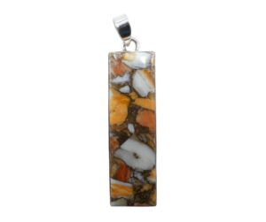 Pendente in Turchese Spiny Oyster rettangolare stretto    TSOP03