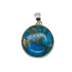 Pendente in Turchese Blu rotondo    BCTPE15