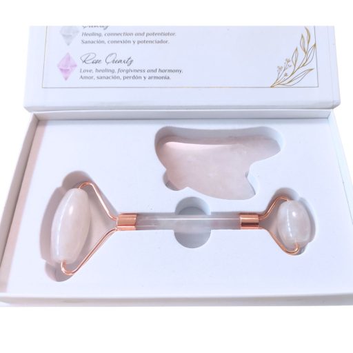 Rullo massagiatore e Pietra Gua Sha in Quarzo Rosa