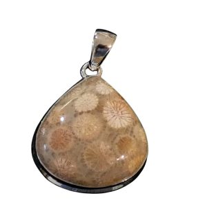 Pendente in corallo fossile a forma di goccia