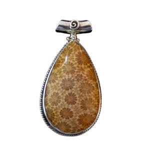 Pendente in Corallo Fossile a goccia