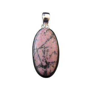 Pendente in rodonite a forma ovale