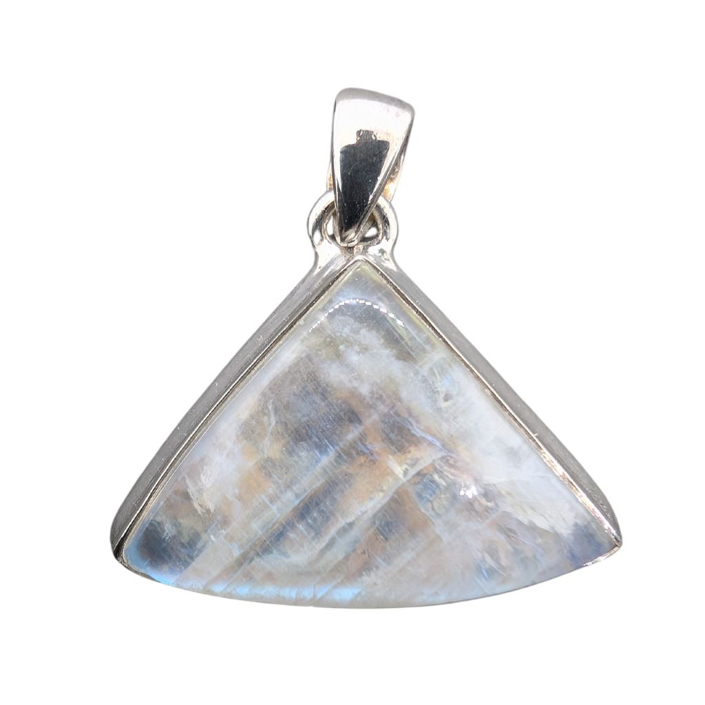 Pendente in Rainbow Moonstone triangolare 1 Pendente in Rainbow Moonstone triangolare