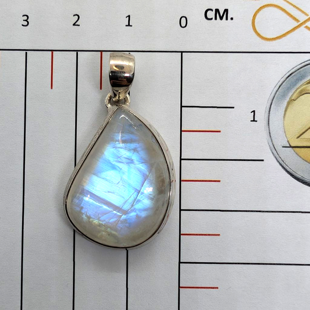 Pendente in Rainbow Moonstone goccia MSPE13 3 Pendente in Moonstone a forma di goccia