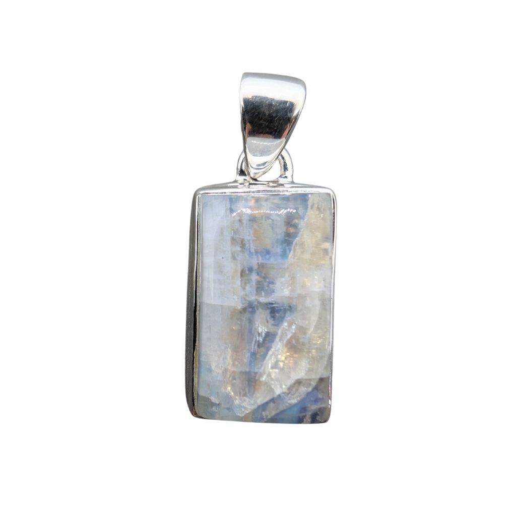 Pendente in Moonstone rettangolare MSPE17 2 Pendente in Rainbow Moonstone rettangolare