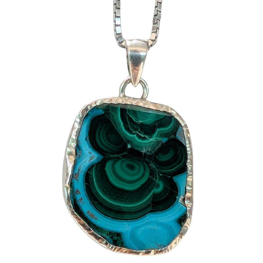 Pendente in Malachite Crisocolla rotondo free form MACP03 3 Pendente in malachite crisocolla free form