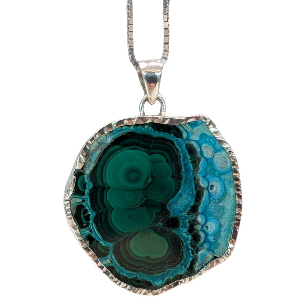 Pendente in Malachite Crisicolla rotondo free form MACP04 2 Pendente in malachite crisocolla free form