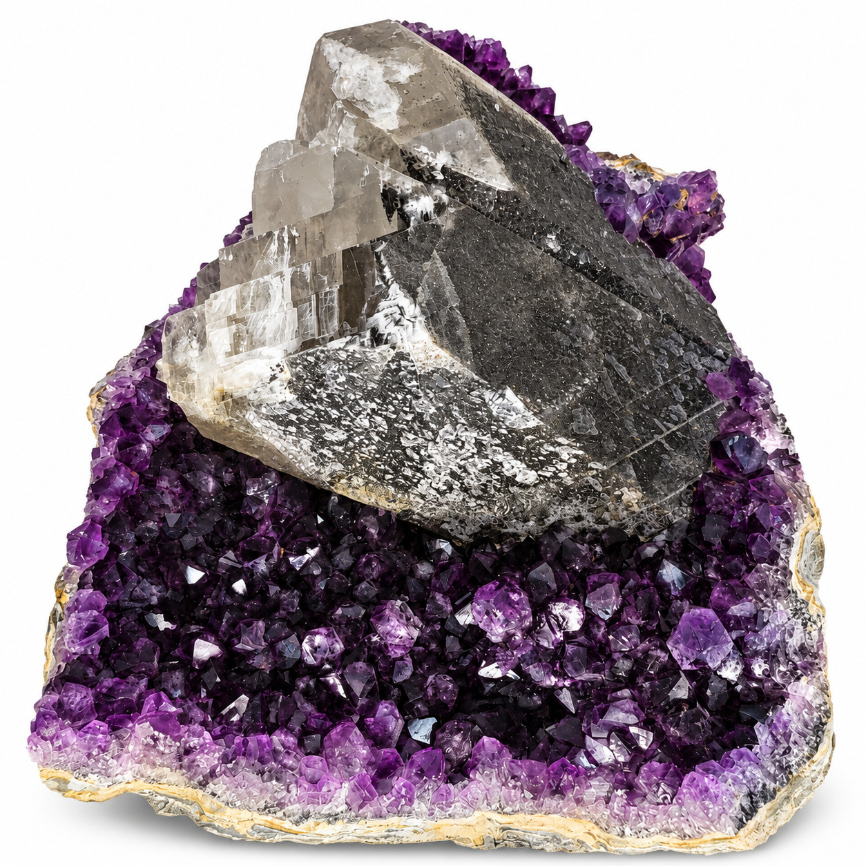 Drusa Ametista con Calcite 1 Drusa Ametista con Calcite