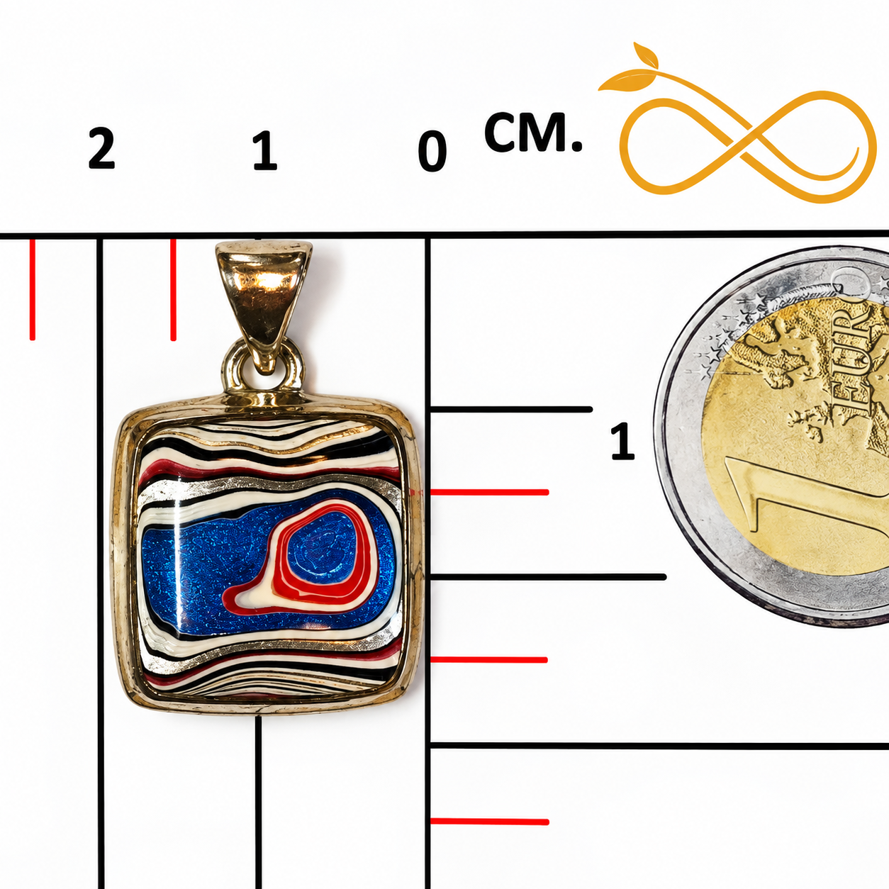 Pendente in fordite a forma quadrata FORPE04 2 Pendente in fordite a forma quadrata FORPE04 - immagine 2