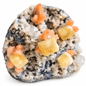 Apofillite con Stilbite e Calcite Gialla