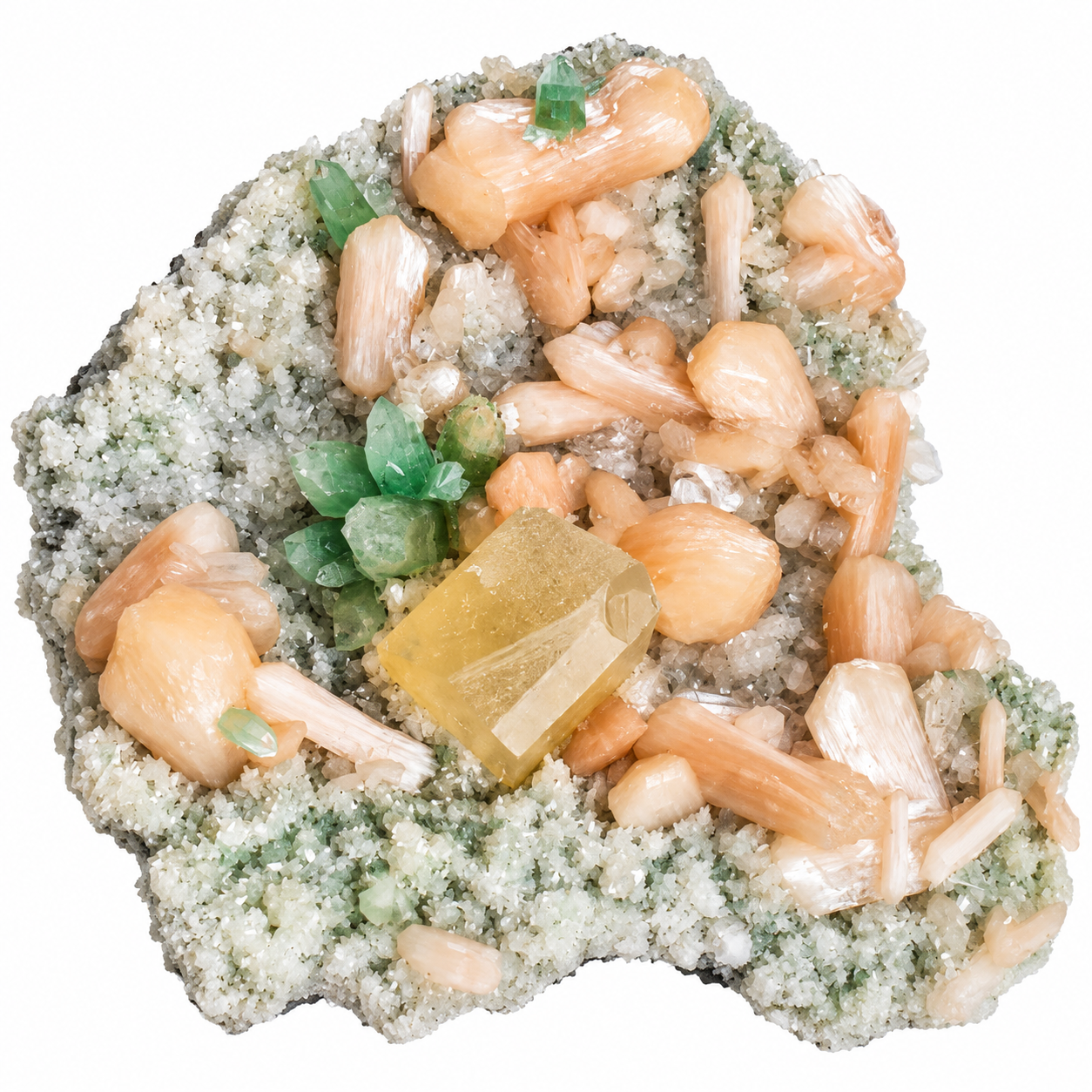 Apofillite Verde con Stilbite e Calcite 2 Apofillite Verde con Stilbite e Calcite - immagine 2