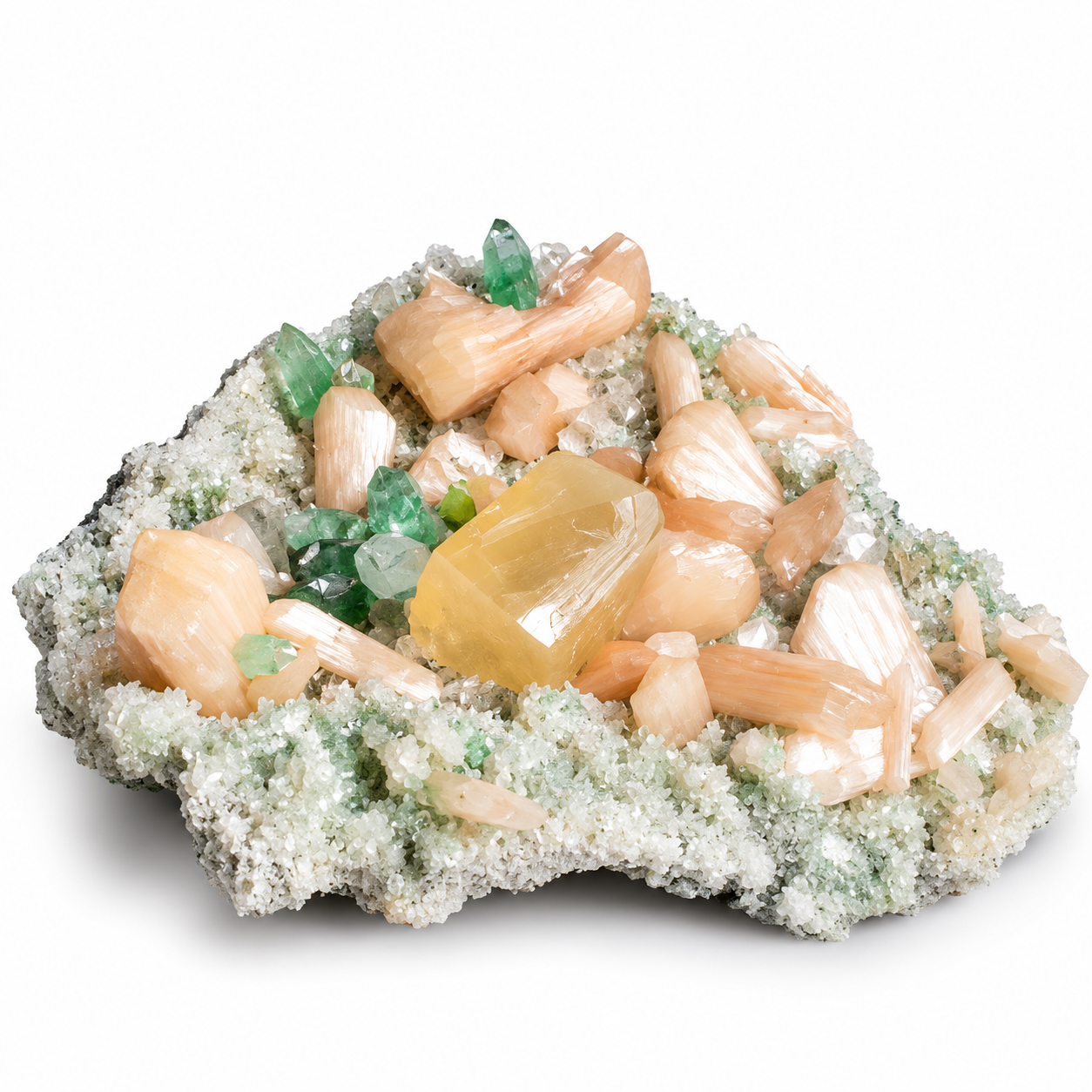 Apofillite Verde con Stilbite e Calcite 3 Apofillite Verde con Stilbite e Calcite - immagine 3